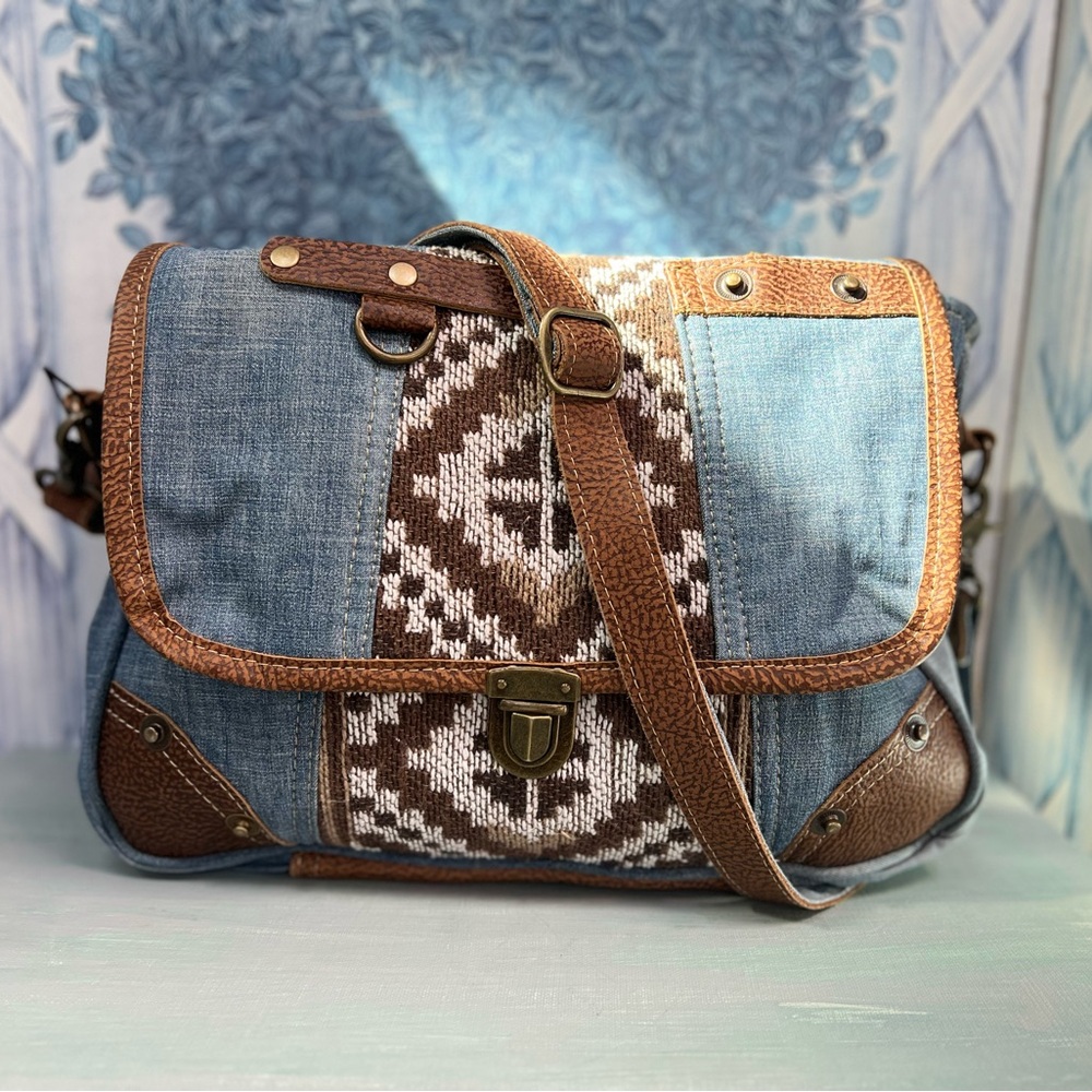 Myra Crossbody Bag Denim With a Southwest Design